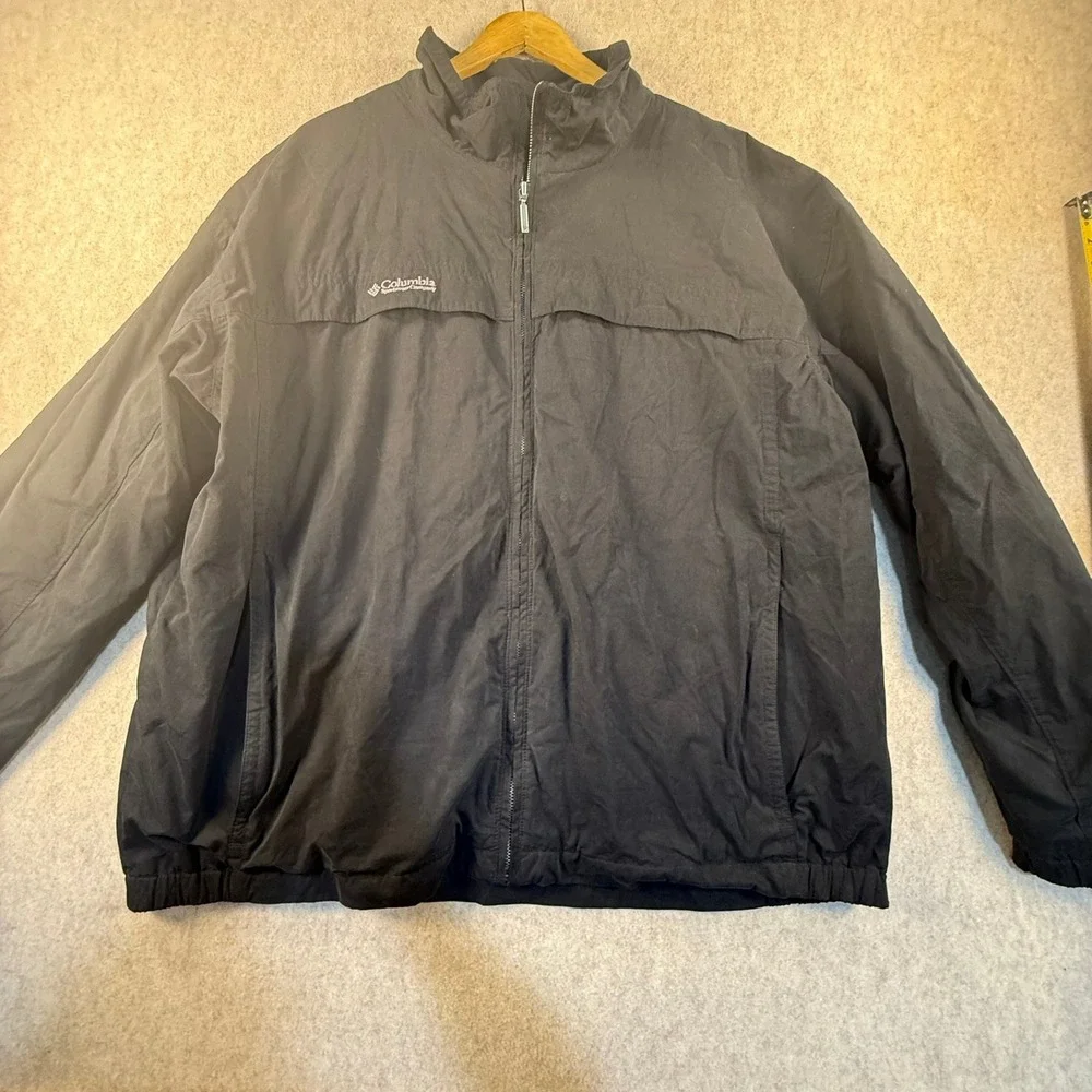 Columbia Mens XXL Black Full Zip Lightweight Windbreaker Mesh Lined Jacket